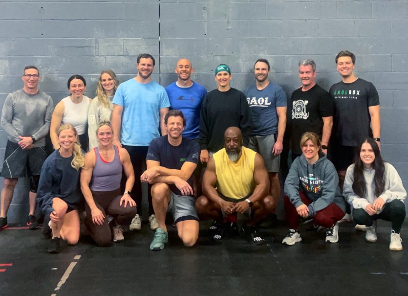 The CrossFit Saol community together after a workout
